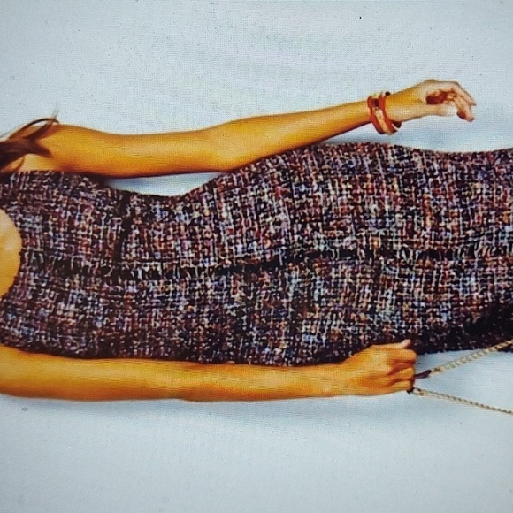 Dark Academia Dress Sleeveless Multitone Tweed Holiday Office Wear - Picture 14 of 14